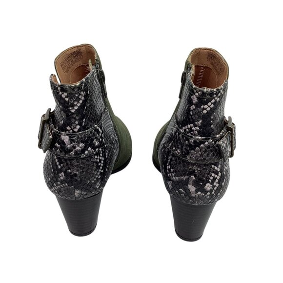 Vionic Naomi Snake Suede Ankle Boots Womens 7W Olive - Picture 8 of 13